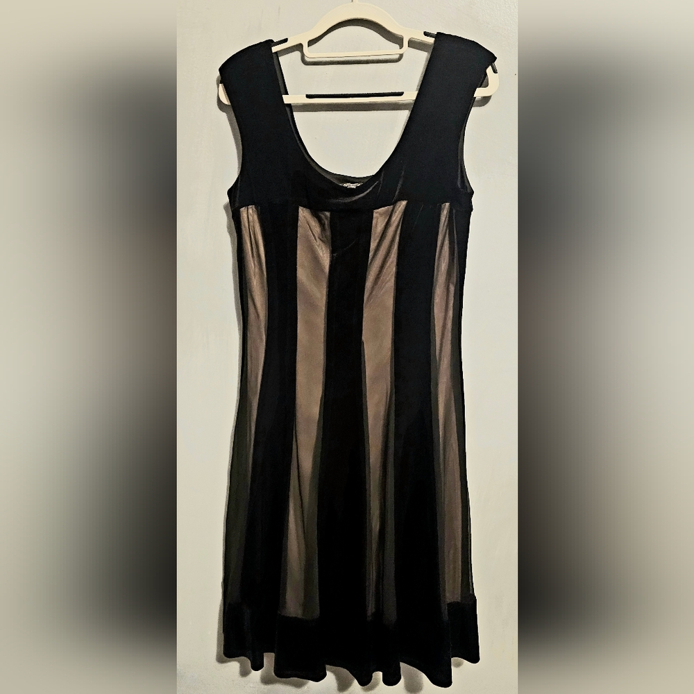 Black and cream velvet dress.
